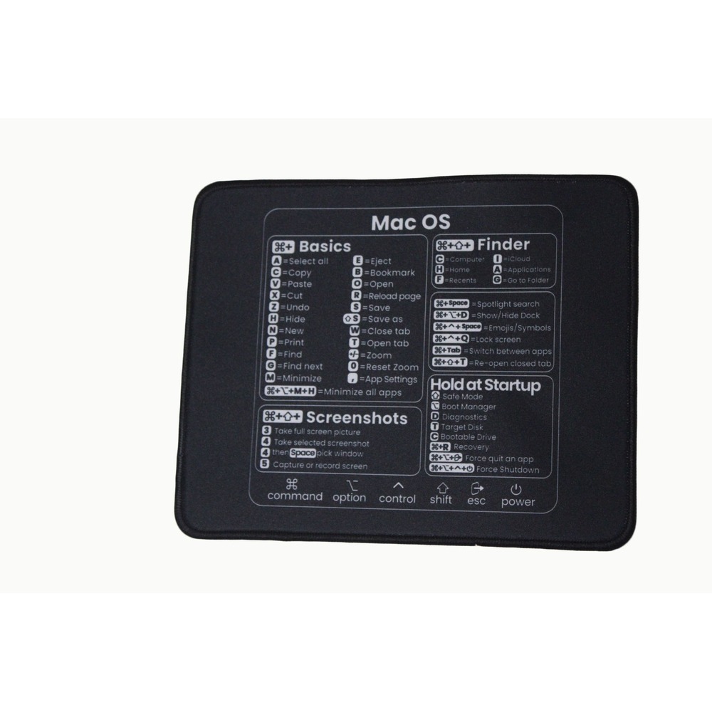 Mac OS‎ Shortcut Mouse Pad Black Non-Slip Rubber Base Office Computer Accessory